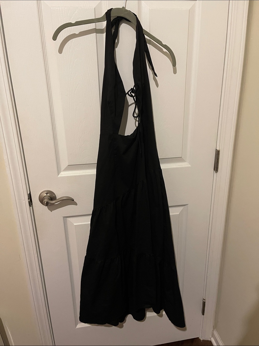 Hello Molly Black Backless Halter Tiered Maxi Dress